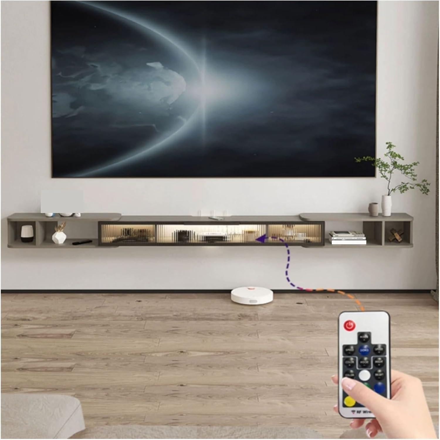 Amazon.co.jp フローティングテレビスタンド Hanging Wall Mounted Modern Floating TV