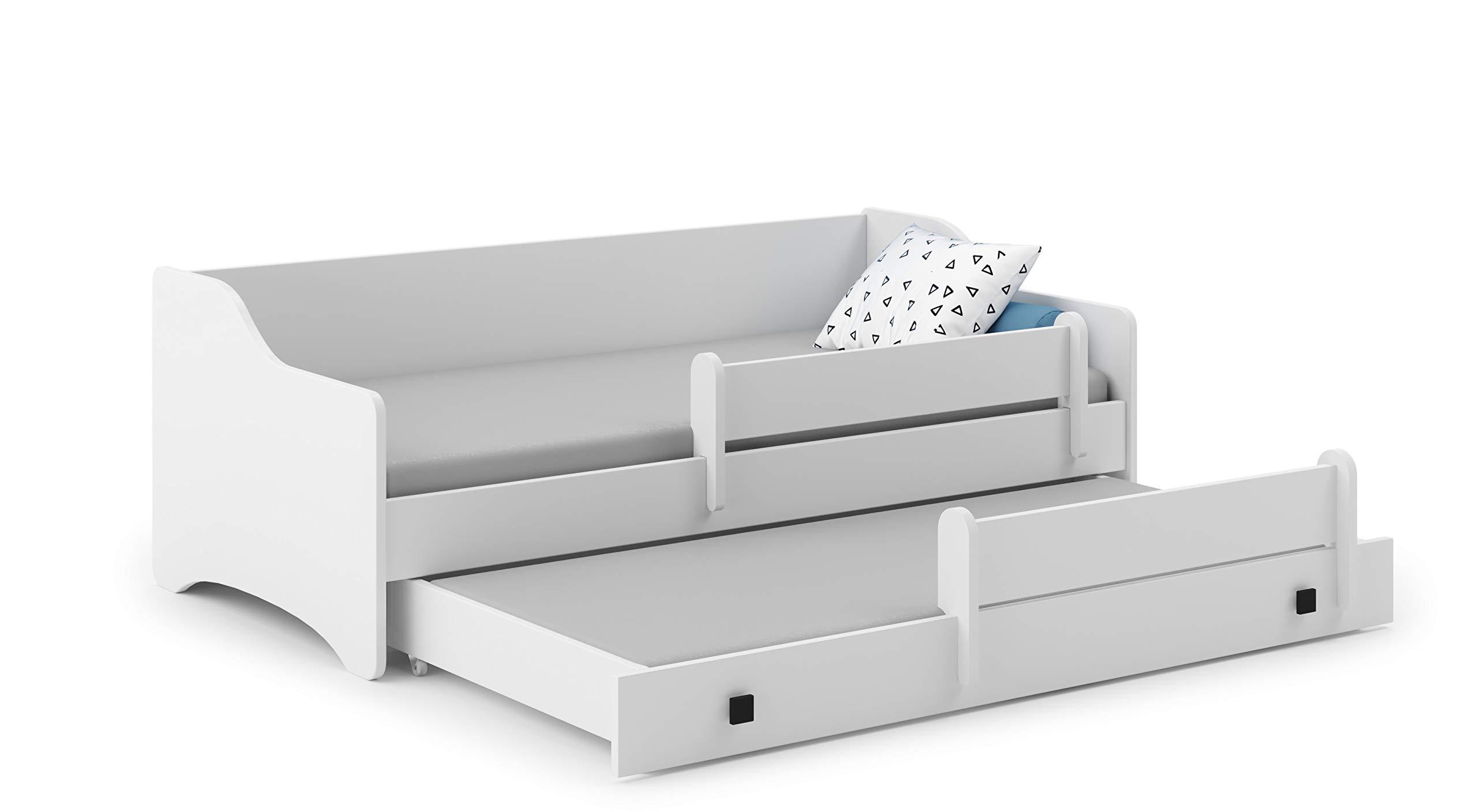 Cama nido para niños ERYK II 80x160 + 2 marcos + 2 colchones, blanco