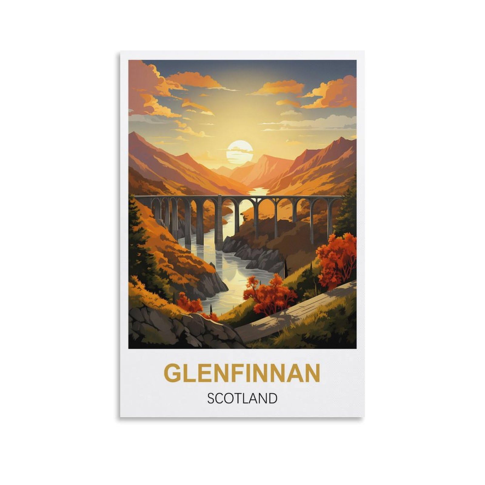 EZMLFA 5D Diamond Painting Kits,Glenfinnan Scotland,Diamond Painting Kits for Beginners Round Full Drill Painting with Diamonds Gem Art for Home Wall Decor 50x60cm
