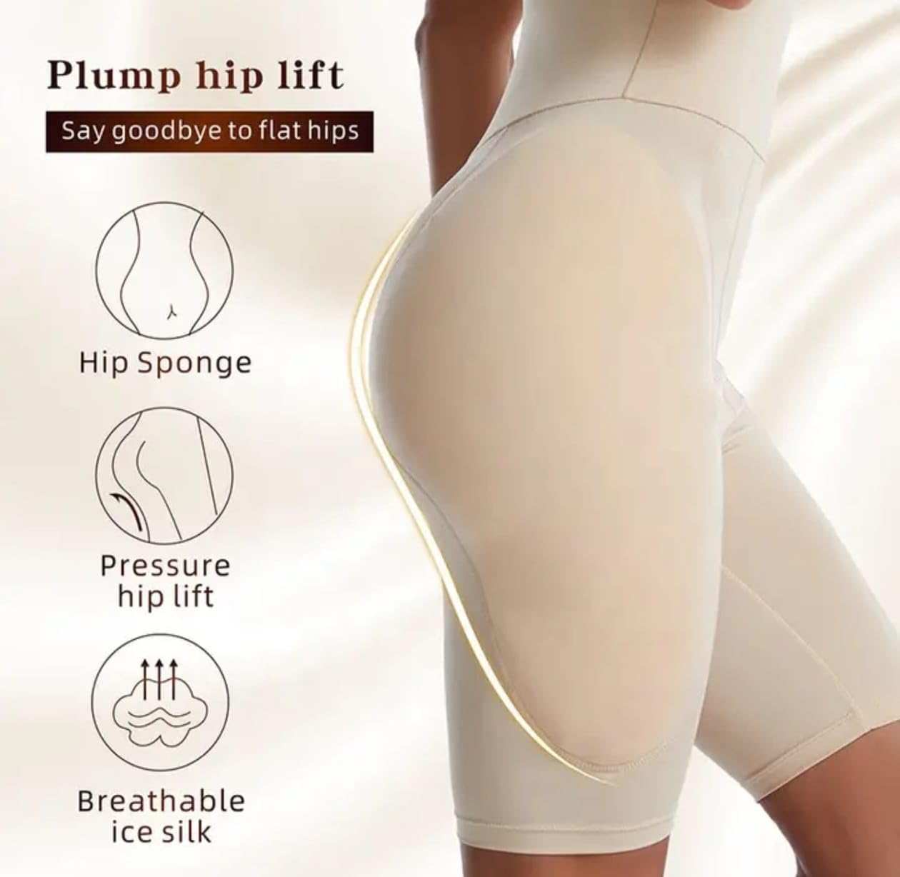 munaafi® Women Thigh Slimmer with High Waist and Fake Buttocks Removable Padded's Body Sculpting Shaping Panties (L, Beige) - Image 5 thumbnail