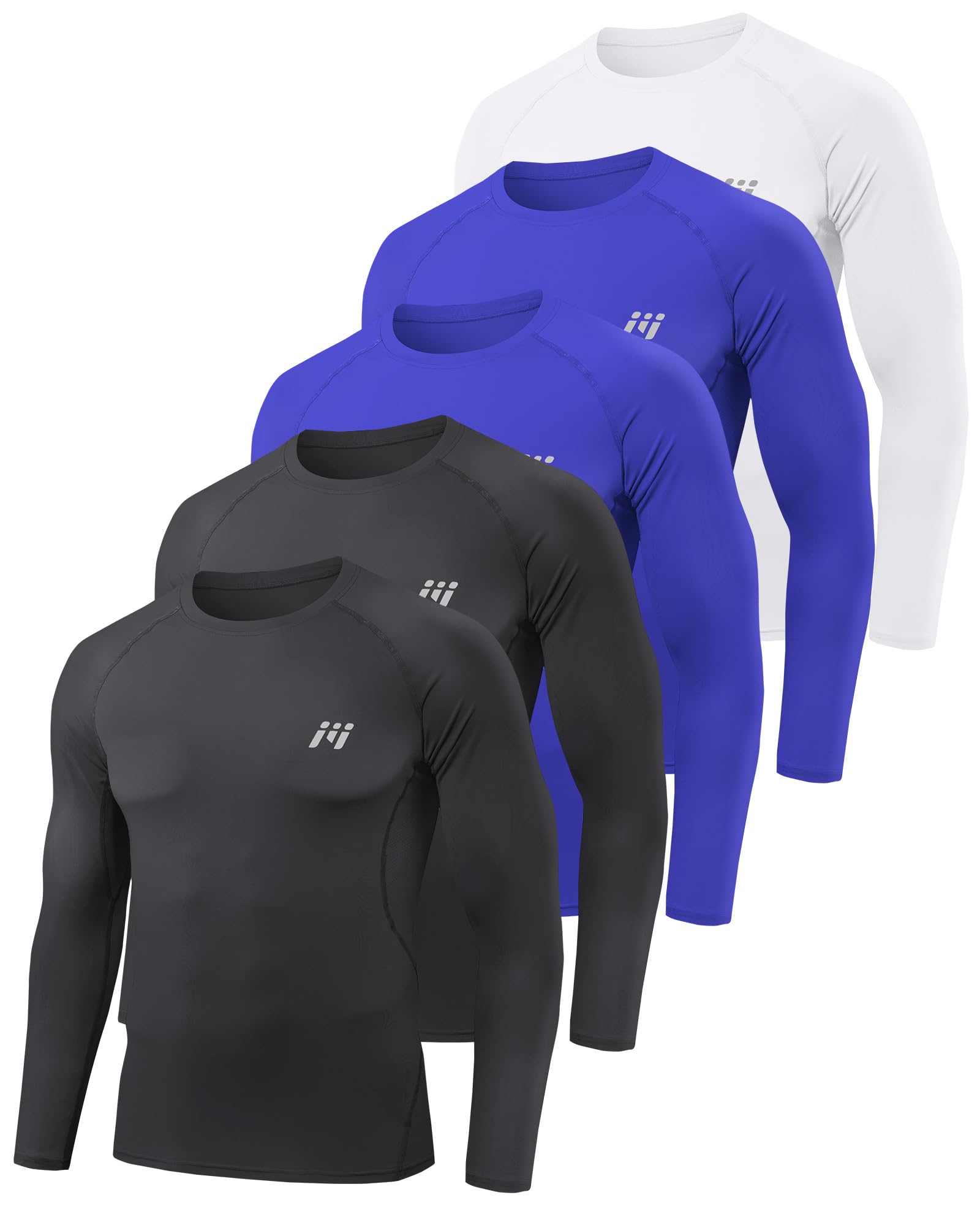 MEETYOO Maglia Compressione Maniche Lunghe Uomo Base Layer Traspirante Asciugatura Rapida assorbe umidità Palestra Corsa