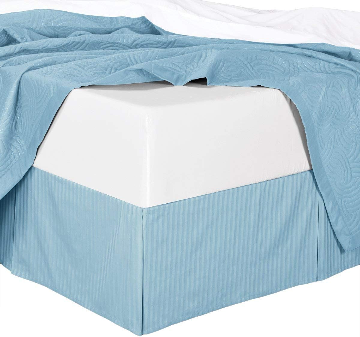 1-PC Split Corner Tailored Bed Skirt (Solid) with 12" Inch Drop Length, Easy Care 550 Thread Count Egyptian Cotton Fabric (King Size, Sage Green)