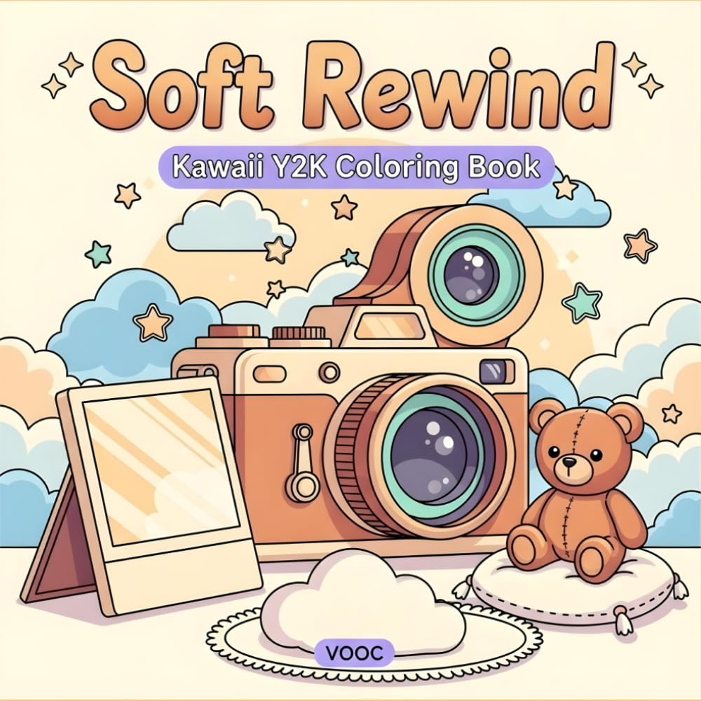 Soft Rewind: Kawaii Y2K Coloring Book Featuring Cute Retro Objects, Nostalgic Vintage Tech Scenes, Bold Easy Designs for Adults and Teens Relaxation ... (Breathe Easy Coloring for Stress Relief)