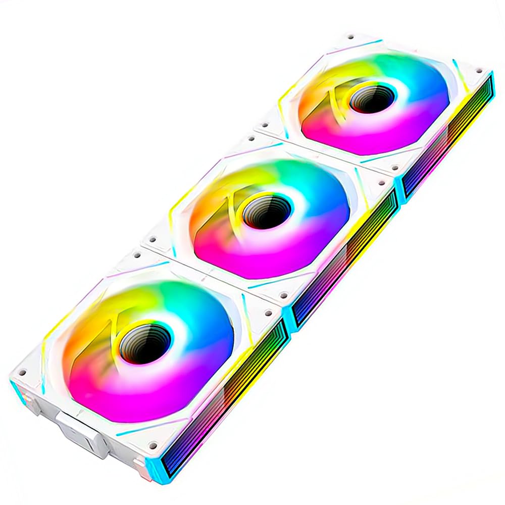 ICOLERUNI 120 Reverse White Edition Infinity Mirror Module Daisy-Chain 5V ARGB Fan 120mm Triple Pack for Computer Case & CPU Cooling