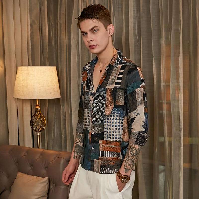 Image of CAHOOT Men's Shirt for Casual Wear | Spread Collar | Long Cuffed Sleeves | Button Closure | Shirt Crafted with Comfort Fit for Everyday Wear