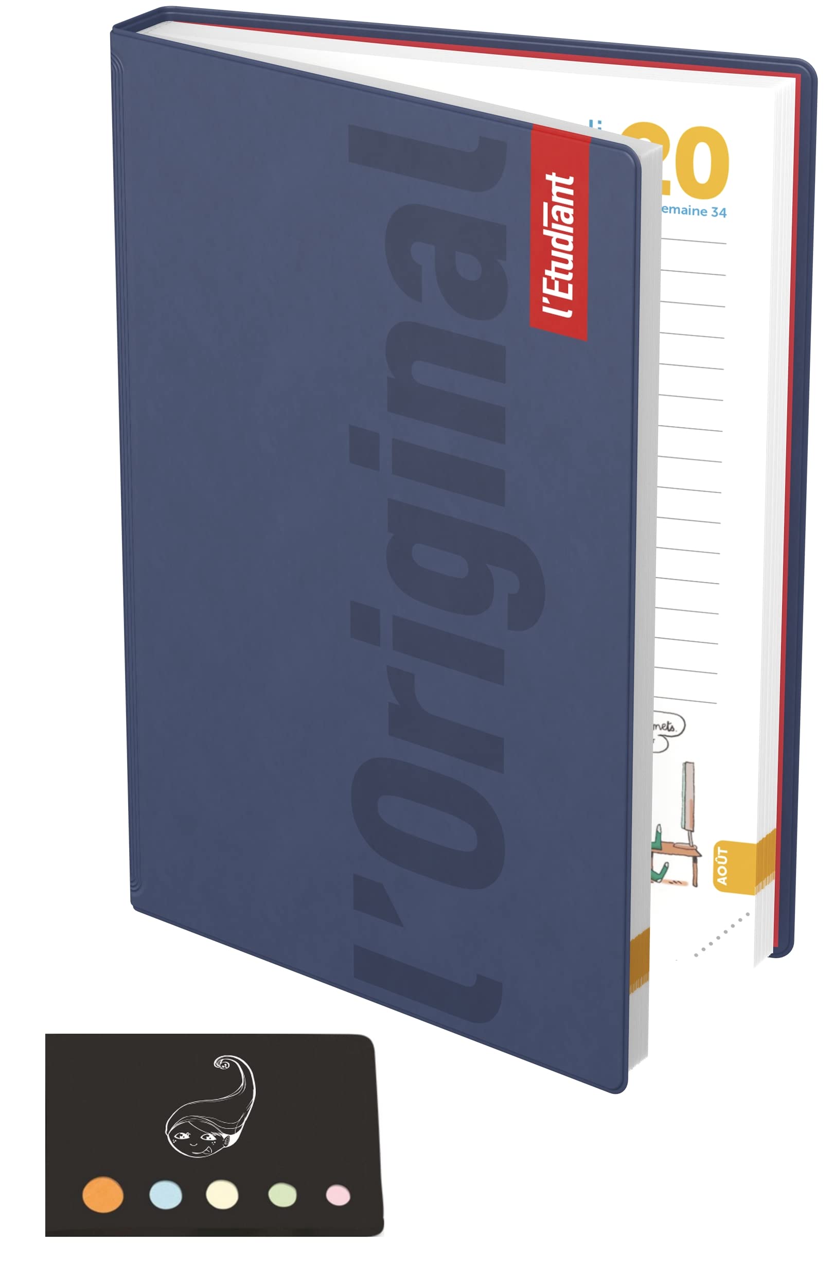Lot Agenda l'Etudiant 14x20 2026-2027 + Index Adhésif Blumie (Bleu)