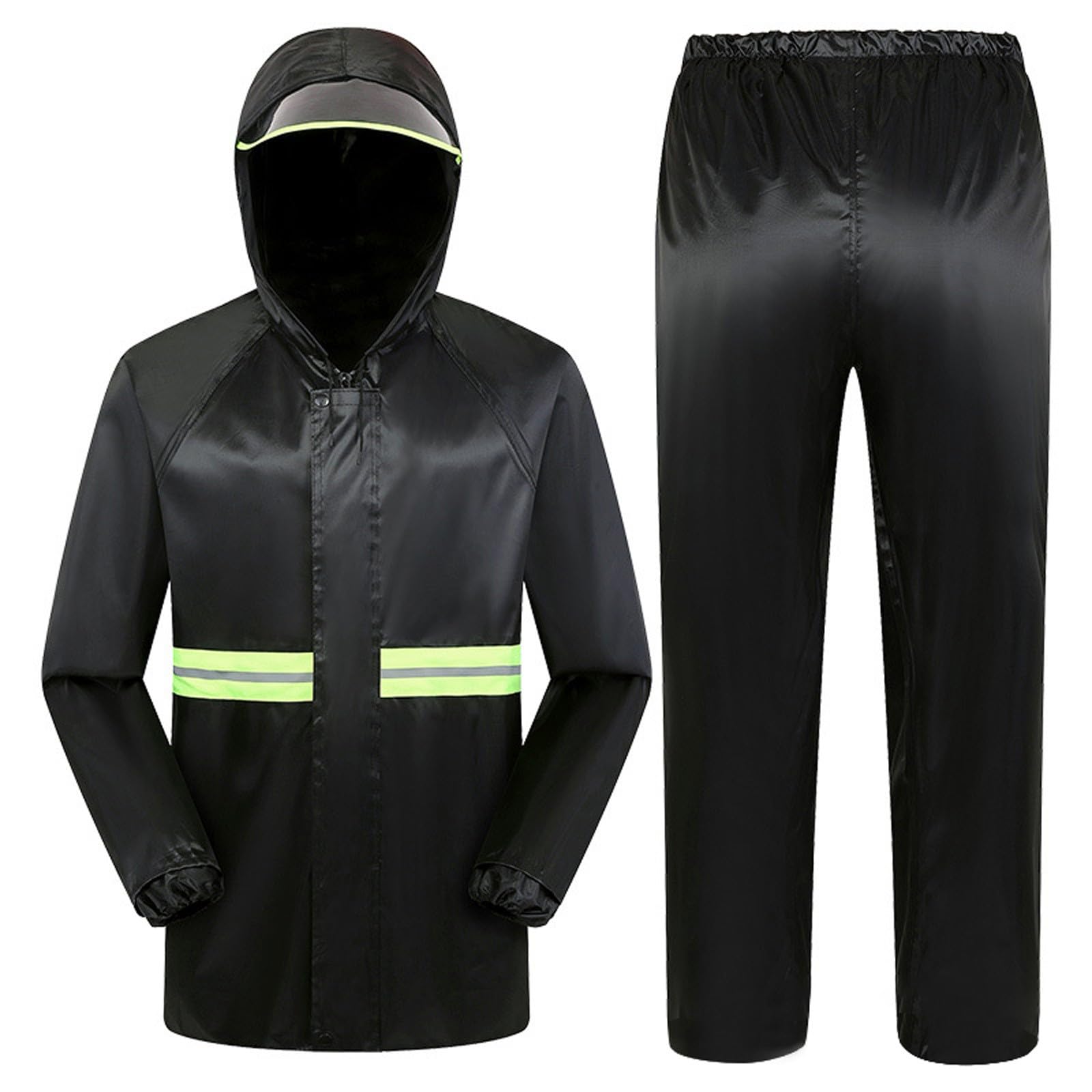 Regenanzug Herren Wasserdicht 2 Stück Regenjacke Mit Regenhose Fahrrad Reflektierender Regenbekleidung Reflektierend Regenkombi Atmungsaktiver Leichter Regenmantel Mit Kapuze
