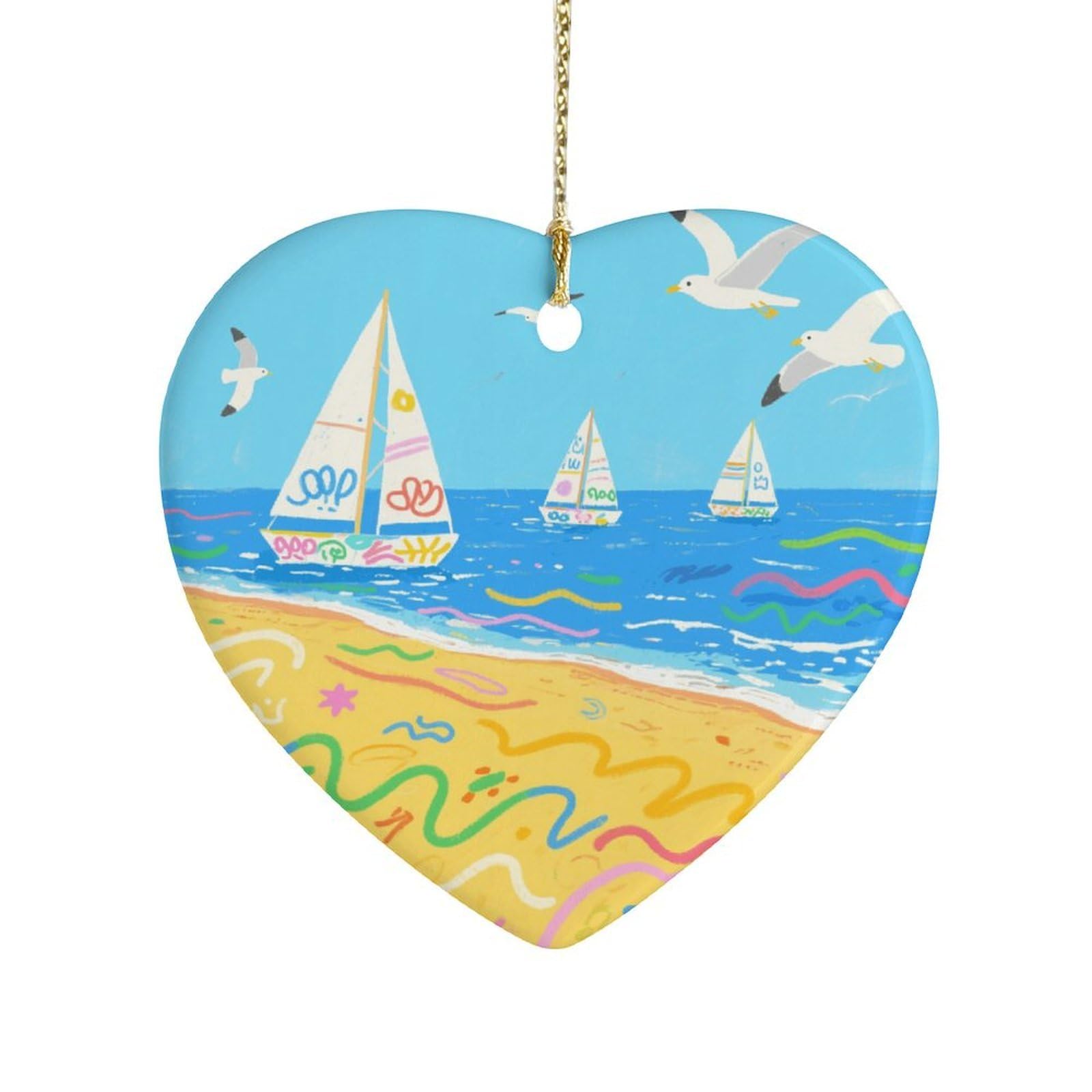Fekiloot Style Graffiti Beach Ceramic Ornament Home Decor Keepsake