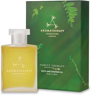 Aromatherapy Associates Forest Therapy Bath and Shower Oil, 55 ml. Inspired by the Japanese art of Forest Bathing. Nature’s most caring ingredients of Pink Pepper, Cypress & Ho Wood essential oils.