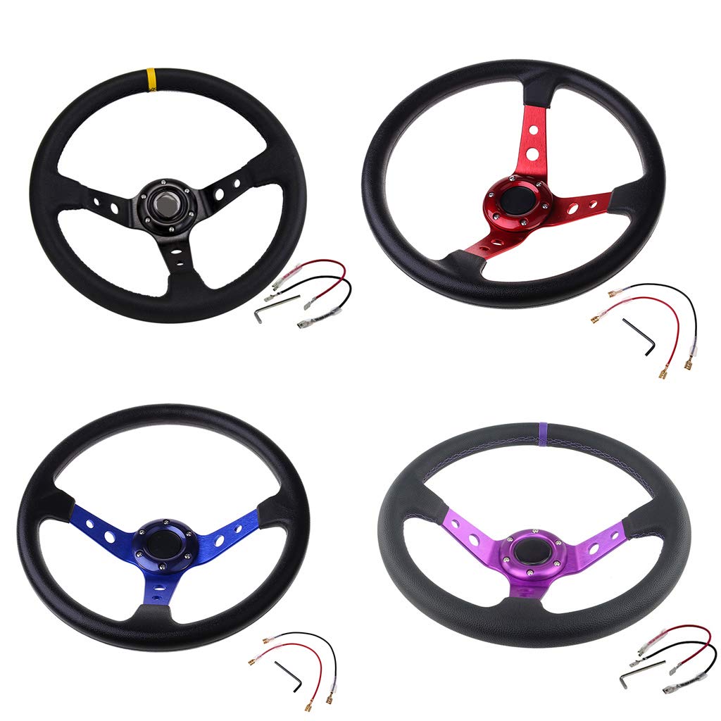 Volant Sport Volants universels de Course Automobile en Cuir PVC de 4 Pouces