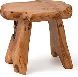 Banco rústico, banco de madeira de cedro, decoração de varanda frontal, 35 x 25 cm x 30 cm A, banco pequeno de borda viva para entrada, jardim e mais, móveis rústicos feitos à mão de madeira