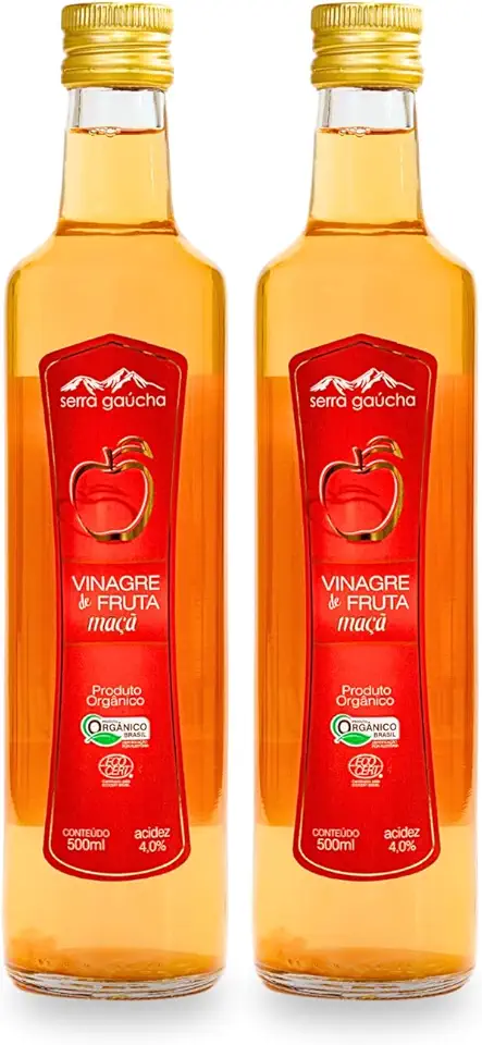 Vinagre de Maçã Orgânico Serra Gaúcha Acidez 4% Kit 2 Unidades 500mL
