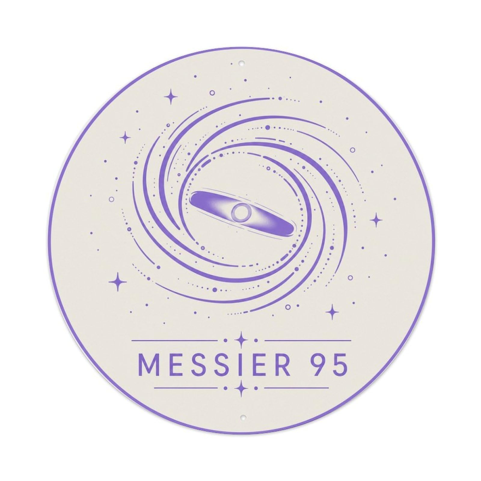 Messier 95 Galaxy Cosmic Celestial Deep Space Astral Metal Tin Sign Plaque Wall Decor for Cafe, Man Cave, Club Bar, Office, Home Garden Round Metal Poster 8x8Inch