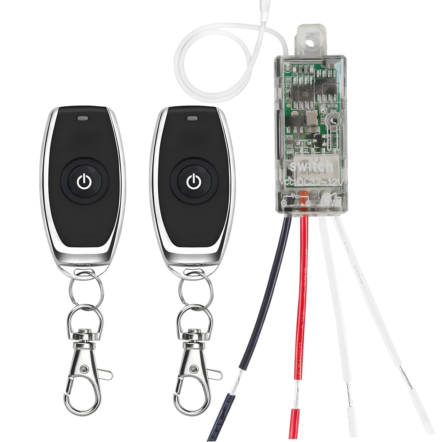 12V Wireless Switch,Dry Contact Remote Switch,with 2A Relay for LED Lights, Electric Lock,Access Control System with164ft Long Range.