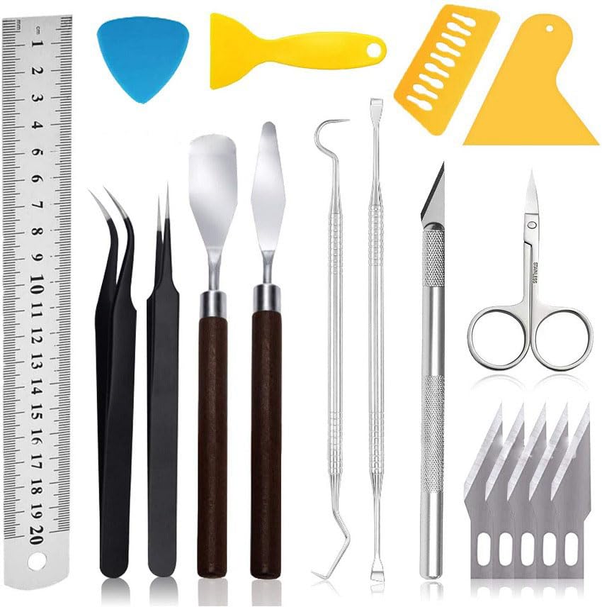 Rayyan 18 PCS Precision Craft Tools Set Vinyl Weeding Tools Kit for Weeding Vinyl, DIY Art Work Cutting, Hobby, Scrapbook