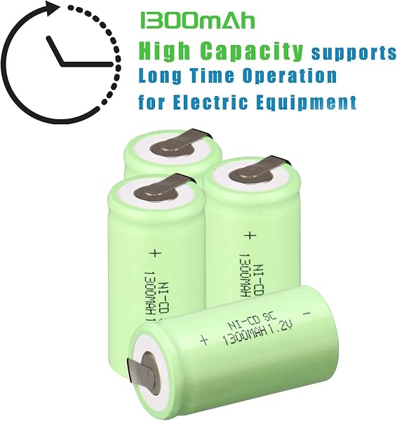 Anmas Power 8 Pack Sub C SC 1300mAh High Capacity Eco-Friendly NiCd Rechargeable Batteries with Tabs - 2
