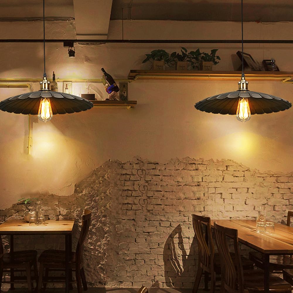 Retro styl industrialny żelazna lampa wisząca, kreatywny klosz w kształcie parasola, pojedyncze gniazdo E27, dekoracyjna oprawa do ganku i podjazdów
