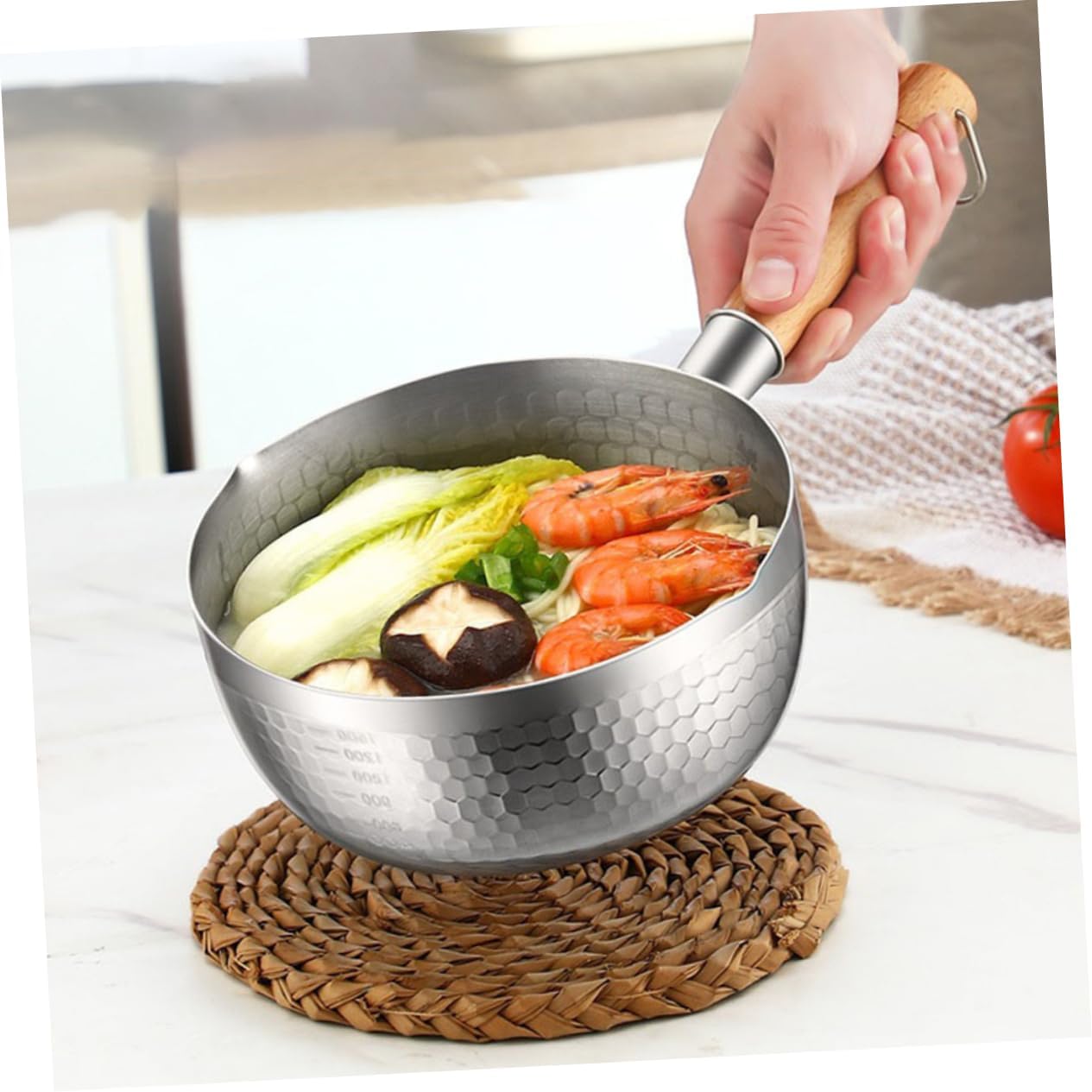 1 Set Double Layer Soup Pot and Cooking Pot Steamer Practical Non-stick Household for Noodles and Soup Stainless Steel Design Cover