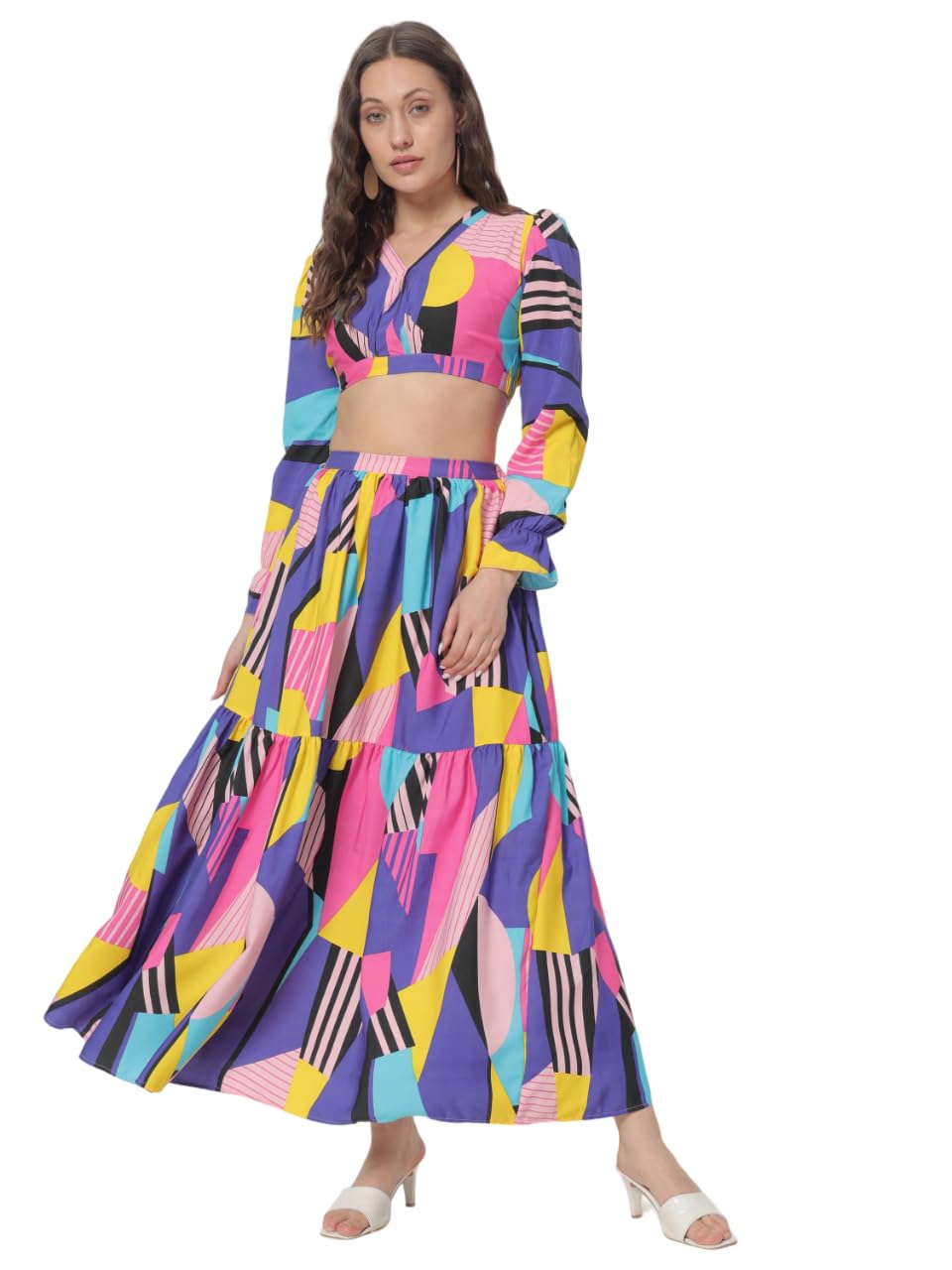 OTABU | Trendy V-Neck Fit & Flare Co-ord Set Elevate Your Look