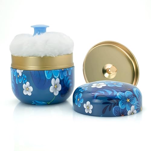 Soplo de polvo grande para polvo corporal con recipiente de polvo, soplo de polvo suave y estuche de viaje para polvo (flores extrañas)