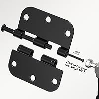 Vista 5 de 1 paquete de bisagras de puerta con rodamientos de bolas negro mate de 3.5 pulgadas, 5/8" de radio, redondas, antichirrido, interior, 3-1/2