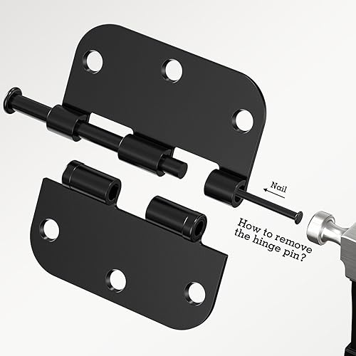 Vista 35 de Paquete de 6 bisagras redondeadas, radio de 5/8 de pulgada, herrajes para cabaña, bungalow, apartamento, casa rodante, rascacielos, habitación