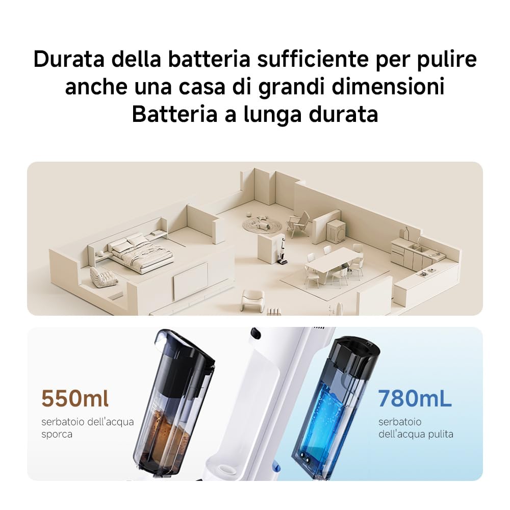 Xiaomi Truclean W20 Aspirapolvere lavapavimenti, 500 RPM, 15 kPa