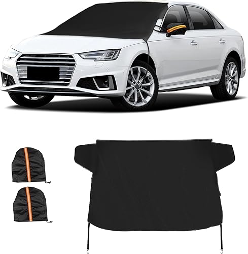 Cubierta de parabrisas para hielo y nieve, cubierta de nieve para parabrisas de invierno de tela Oxford con cubiertas de espejo, impermeable,