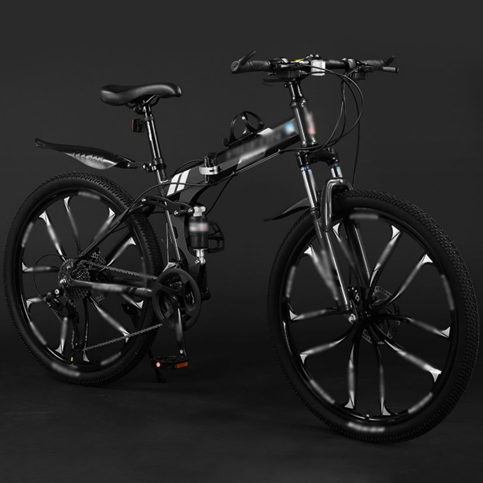 VTT Pliable De 24, 26 Et 27,5 Pouces avec Double Frein À Disque, Roue À Dix Couteaux, 21 Vitesses, Vélo Pliable en Acier Carbone avec Double Suspension pour Hommes Et Femmes