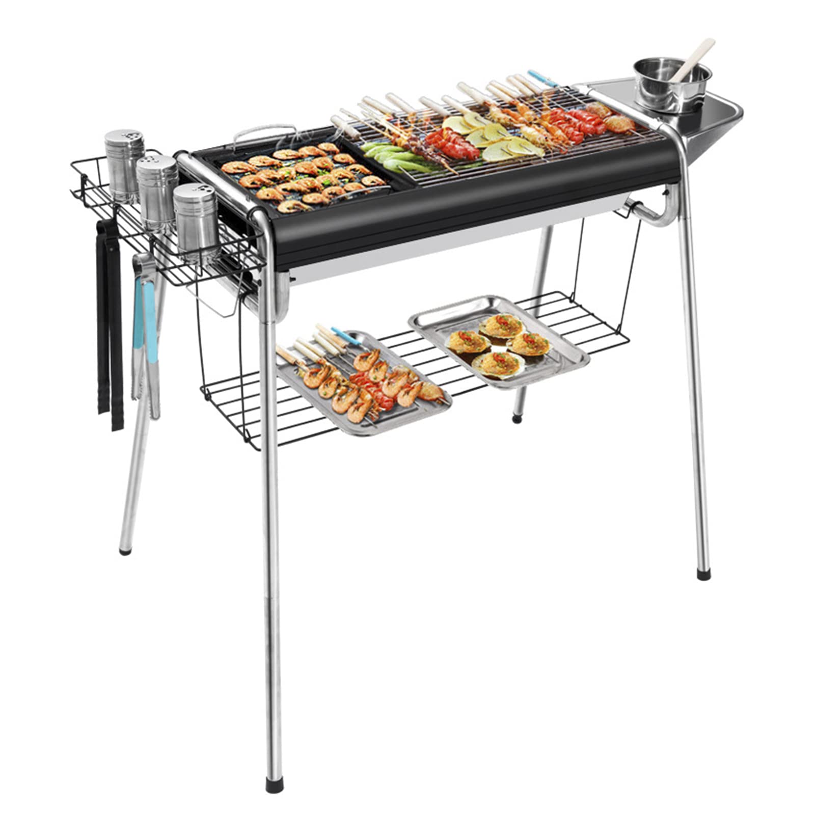 Griglia A Carbone Portatile Pieghevole | 34x23cm | Verde | Per Campeggio, Picnic E Spiaggia - Foto 5