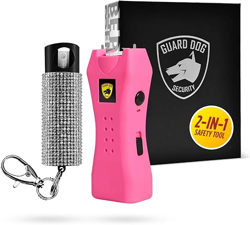 Guard Dog Security Linterna de gas pimienta y pistola paralizante, recargable, llavero de autodefensa para mujeres, combo de pistola paralizante en