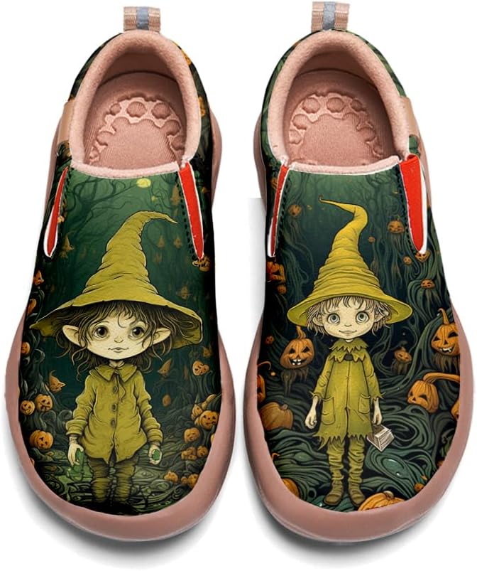 Kid's Light Slip-on Loafer Boy Girl Walking Shoes Halloween Theme Painted Art Sneakers