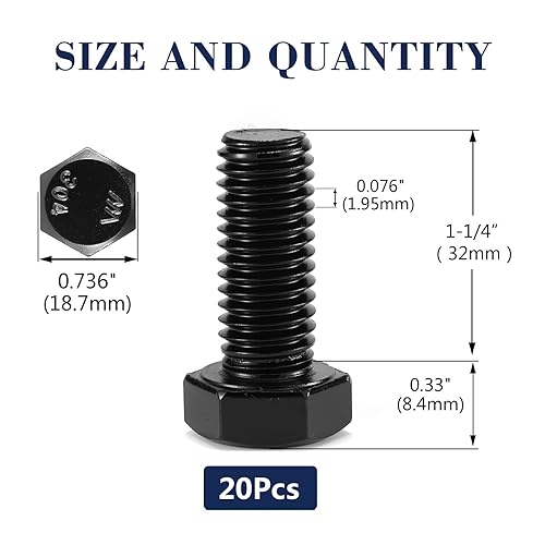 Miniatura 79 de Tornillo de cabeza hexagonal de 5/16-18 x 1/2 pulgadas, tuercas, arandelas planas y de bloqueo, 20 piezas de acero inoxidable 18-8 (304), totalmente