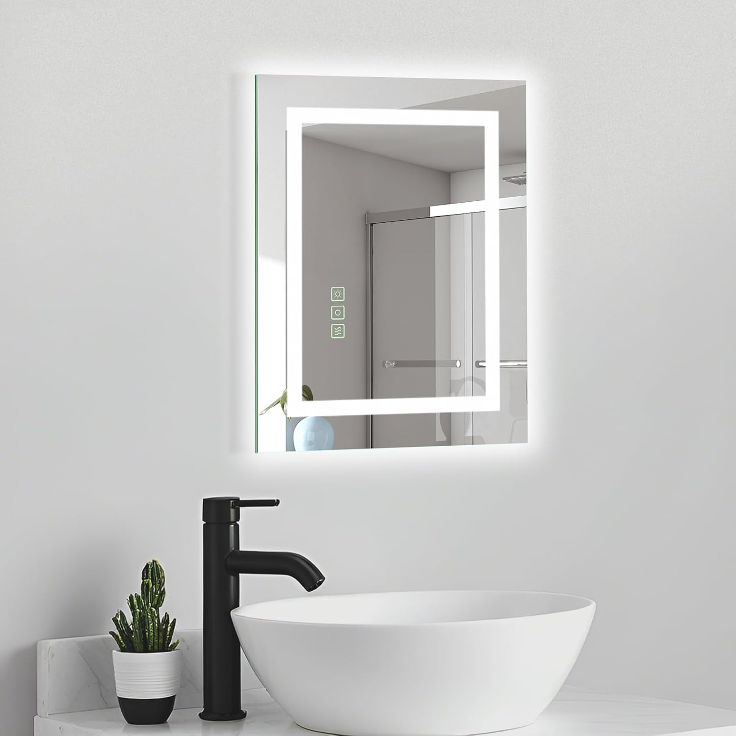 16x20 Inch LED Bathroom Mirror Frameless Vanity Mirror with Lights Backlit and Frontlit Dimmable Anti-Fog (Auto Off) Memory Makeup Wall Mirror for Bedroom Cloakroom Living Room