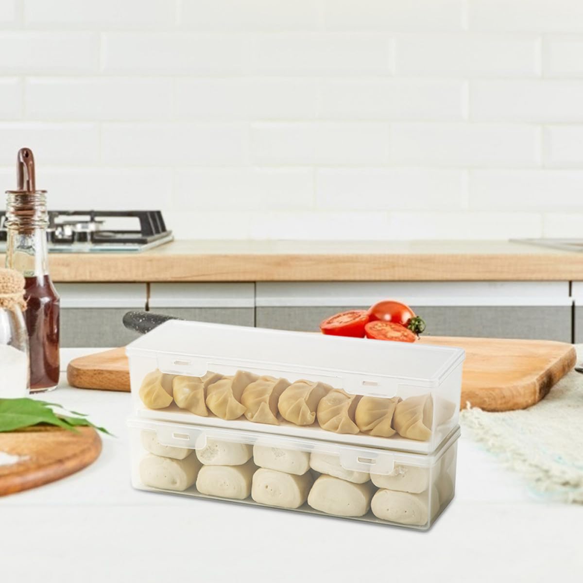 3piezas Unidades Cajas Herméticas para Alimentos con Tapa Organizadores Rectangulares para Nevera y Congelador Almacenamiento Fresco para Pasta y Fideos Recipientes Herméticos