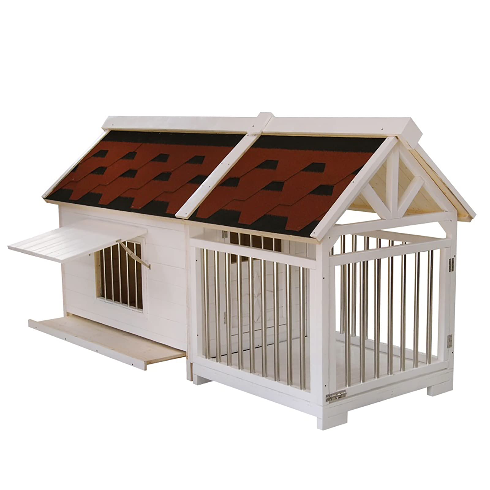 Buy Wooden Dog House Outdoor Cabin Style, Weatherproof Raised Pet