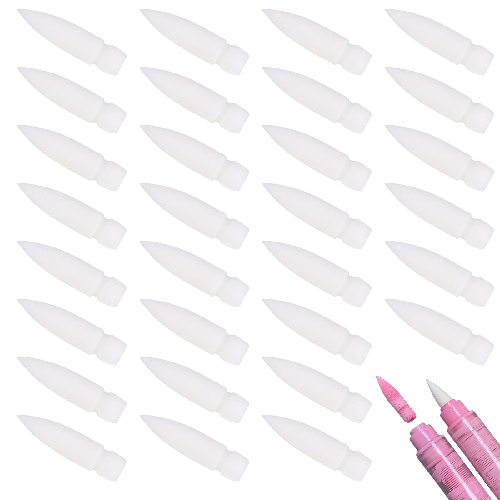 30pcs Paint Marker Replacement Nibs, Universal Acrylic Paint Pen Tips, Nylon Art Marker Nibs for Refillable Brush Pens, Wear Resistant Art Supplies for Illustrators Students Graffiti Artists