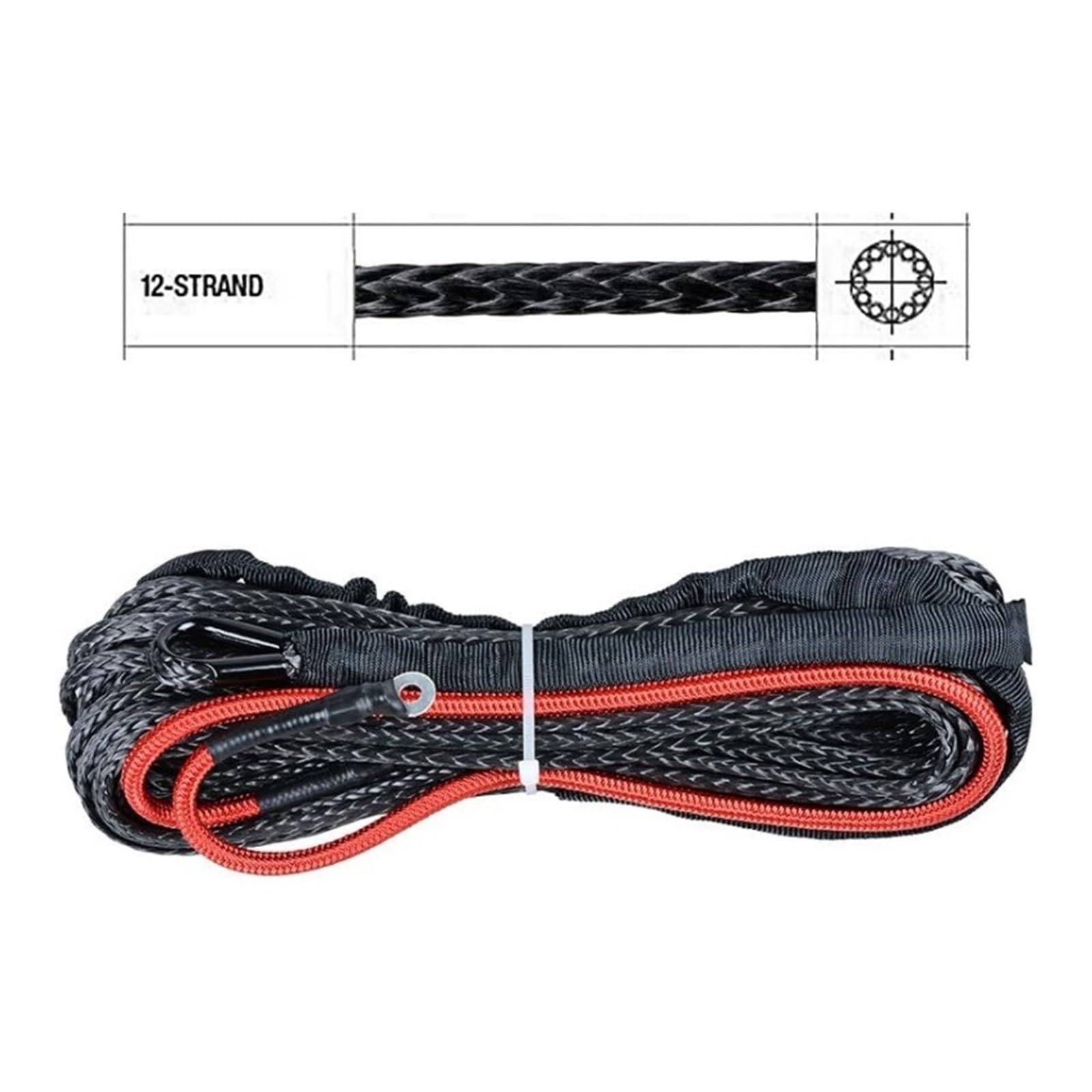 3/16" 50ft Syntetyczna Lina Wyciągarki 5400LBS Z Osłoną Ochronną Heat Guard 6'' Aluminiowa Prowadnica Liny Silna Odporność(Blue)