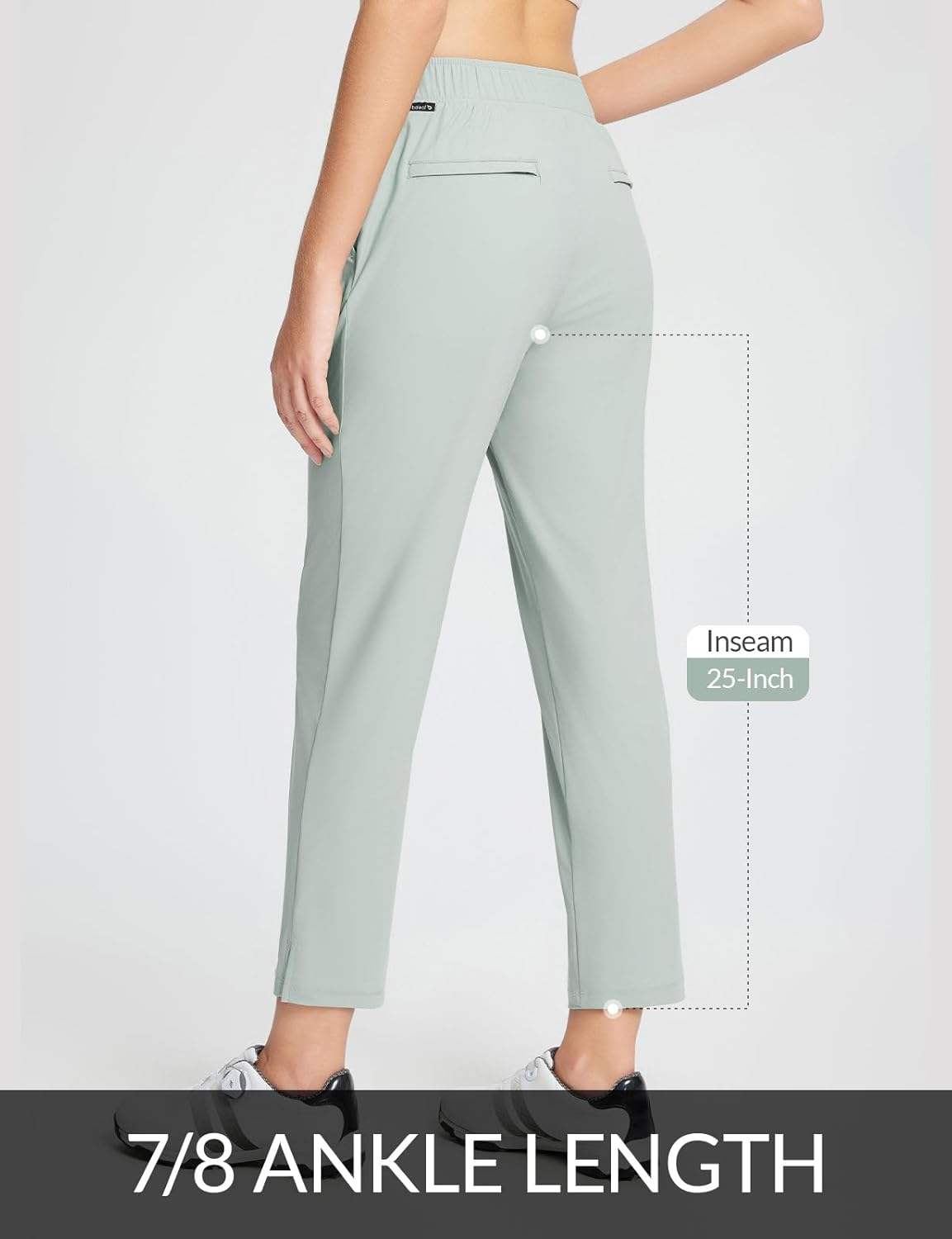 baleaf Women's Golf Pants Petite Stretch Lightweight 7/8 Travel Pants Zip Pockets Casual Work Ankle - Image 2