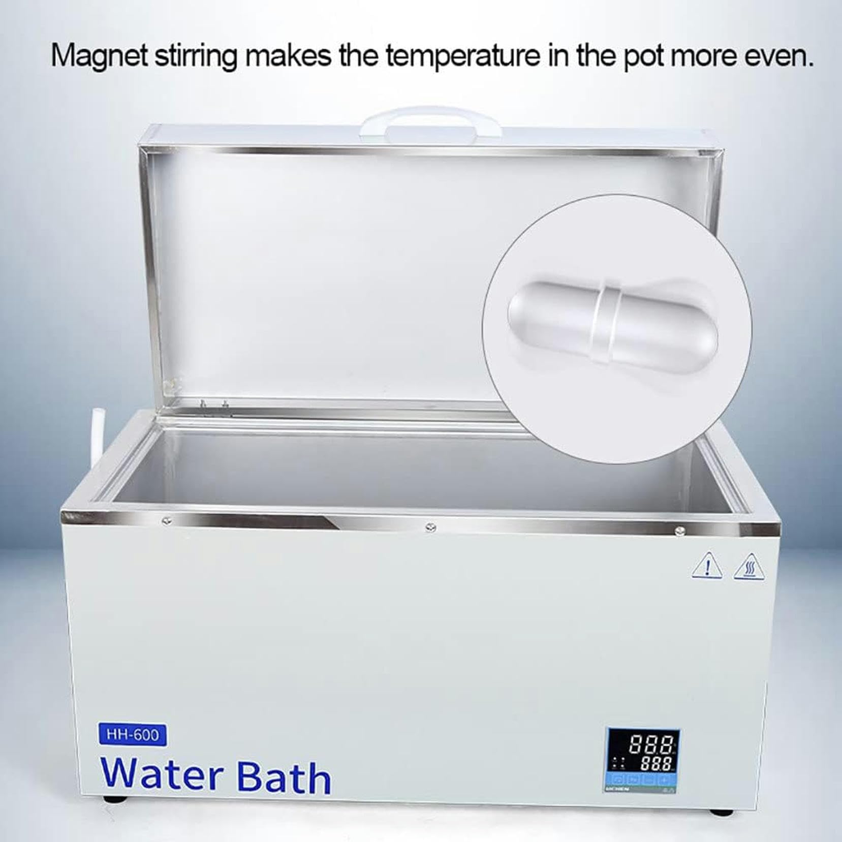 Baño María termostático Digital, 8 Orificios, Tanque Interior de Acero Inoxidable, Pantalla Digital, baño María, Equipo de Laboratorio, RT hasta 100°C, Temporizador 0-999 min, Capacidad 24L.