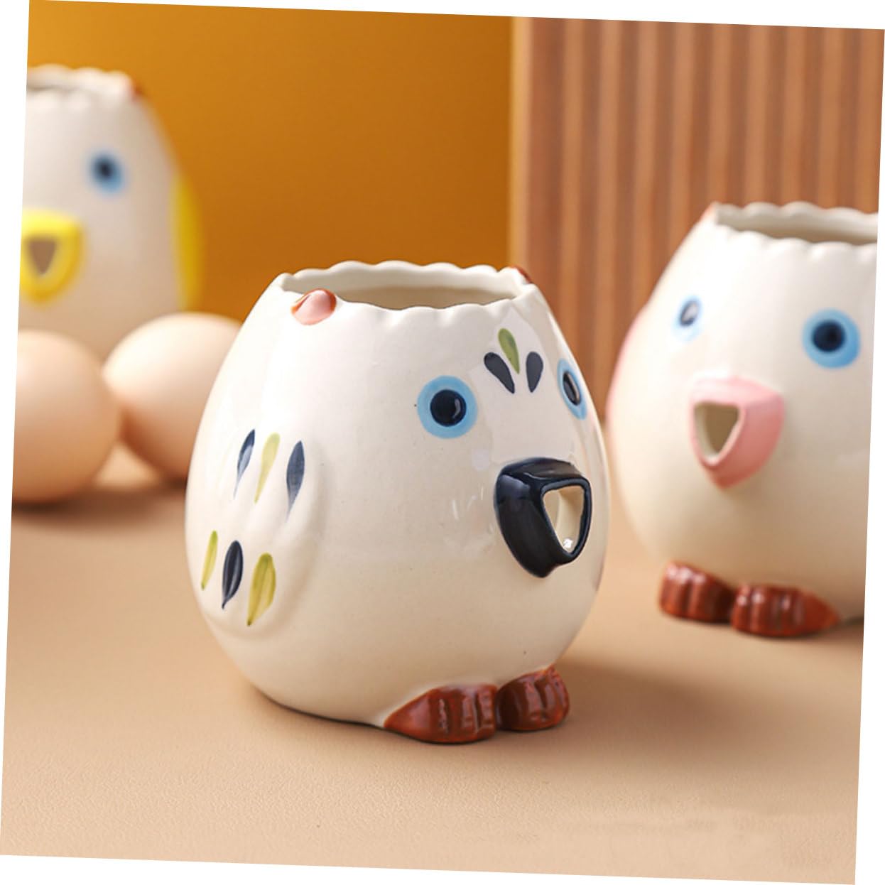 GRIRIW Owl Shaped Ceramic Egg Separator Kitchen Egg White Yolk Filter for Baking and Cooking Easy to Use Egg Divider Tool for Home Chefs and Baking Enthusiasts