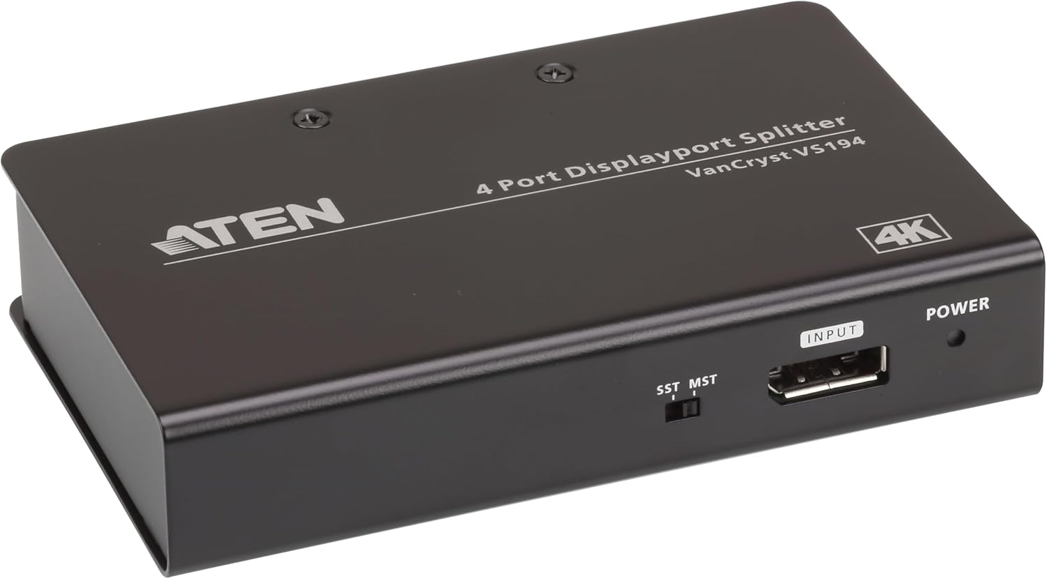 ATEN VS194 4-Port True 4K DisplayPort Splitter SST Split or MST Extended Display - Connect 1 DP Source to 4 Display Port Computer Monitor - TAA Compliant - Metal
