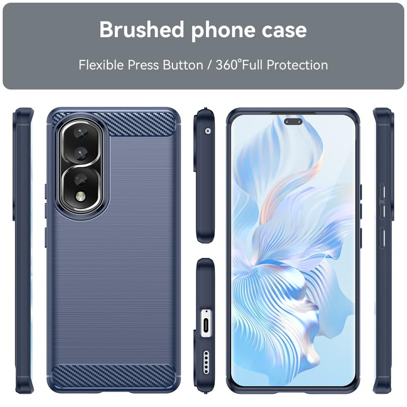 Image of NPRC Hybrid Ultra Slim Protective Case TPU Non-Slip Carbon Fiber Texture Shockproof Case Cover for Honor 90 - Blue
