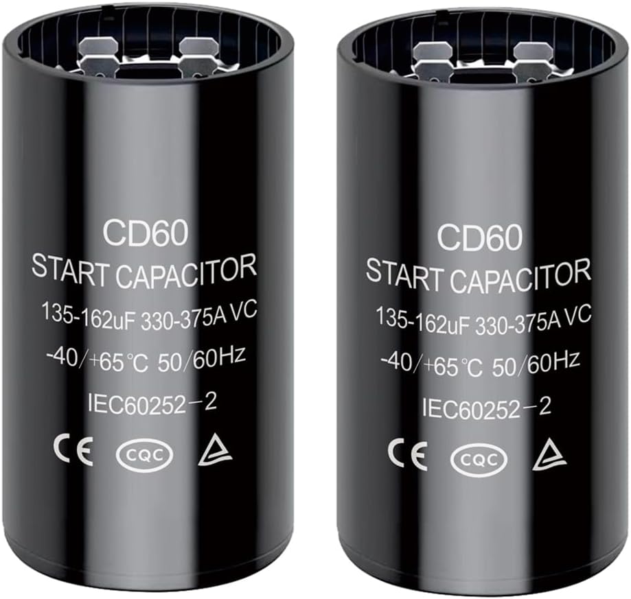 135-162 uf/MFD CD60 Round Start Capacitor ±20% 50/60 Hz 330-375 VAC Round Motor Well Pump Start Capacitor (135-162 uf/MFD, 2)