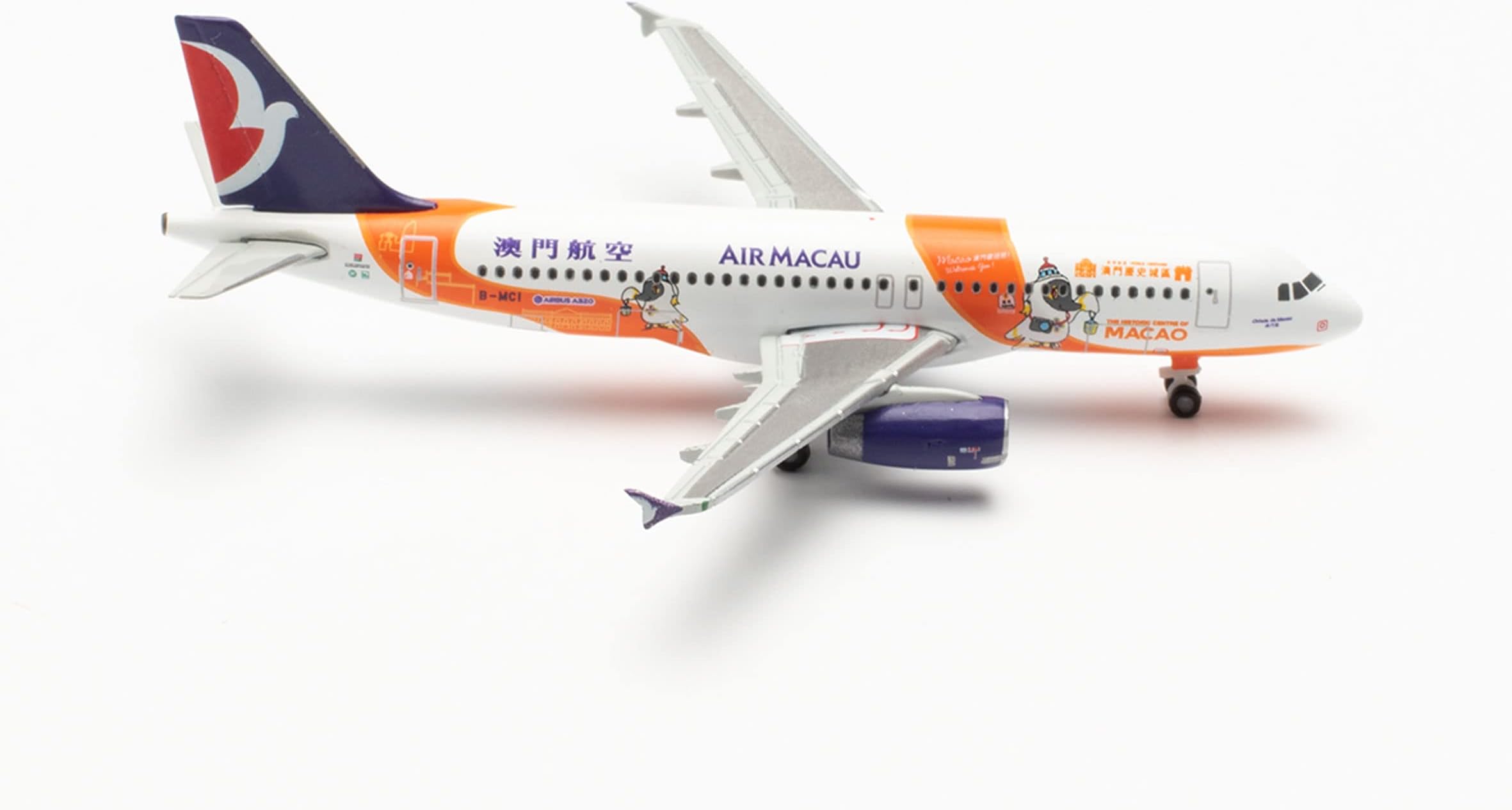 Herpa 536042 Air Airbus A320 Welcomes You-B-MCI Cidade de Macau Aeroplane Building Miniature Models Collectible, Multicoloured