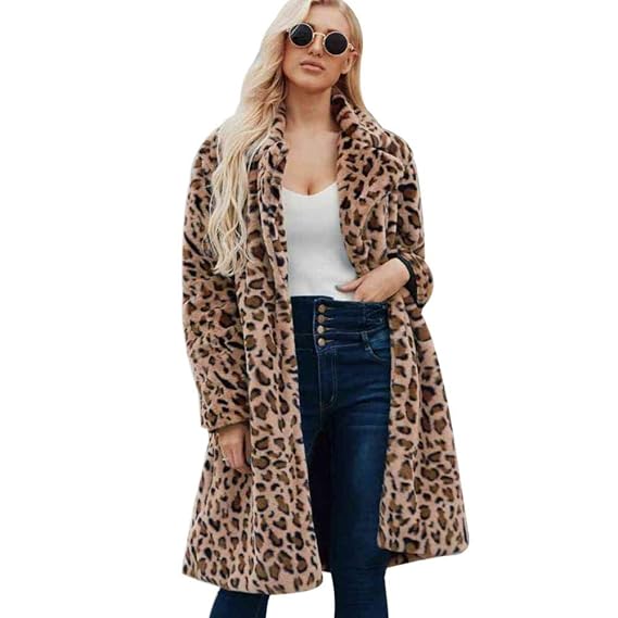Womens leopard print faux fur coat Clearance
