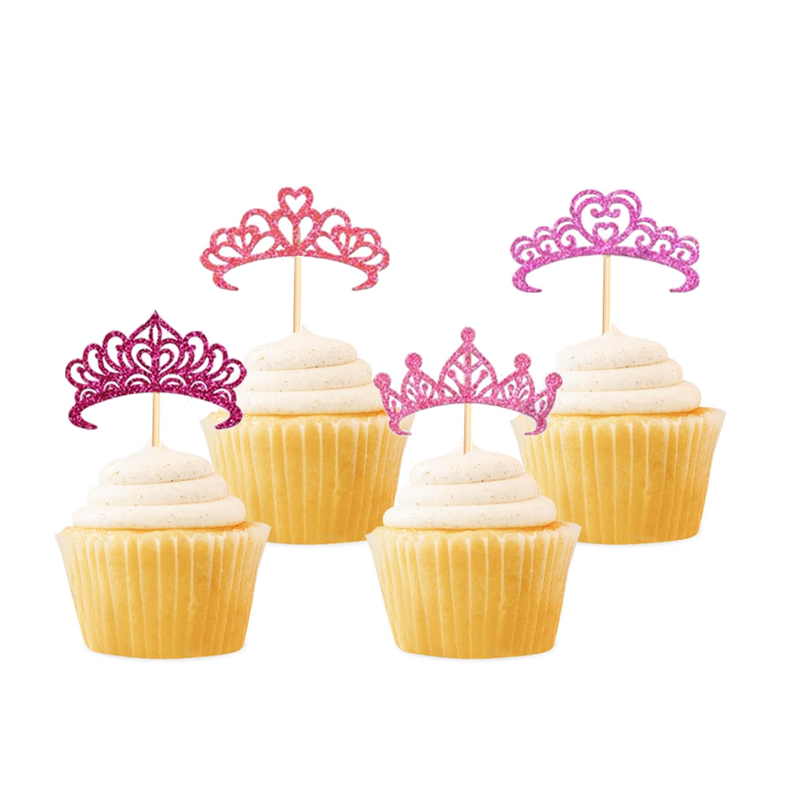 24Pcs Crown Cupcake Toppers Princess Queen Crown Glitter Cake Toppers Decorations for Birthday Party Wedding Anniversary Party Baby Shower Supplies — image 1