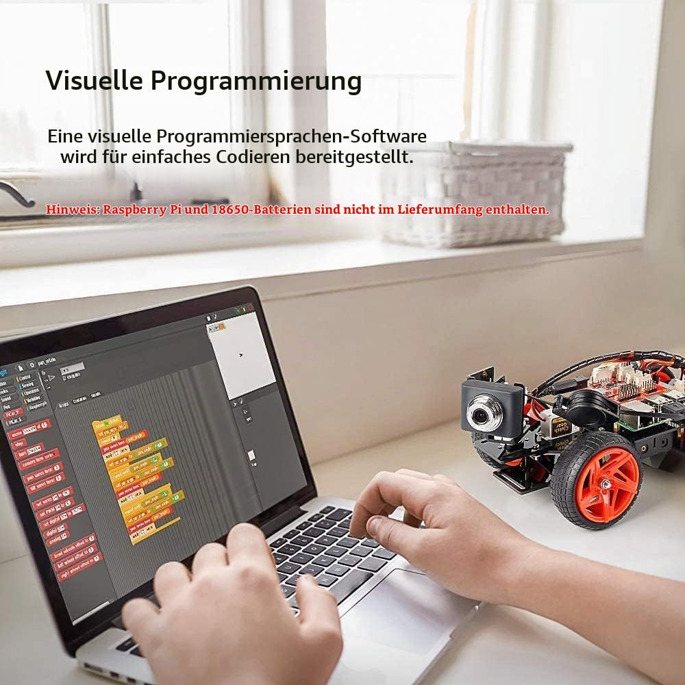 SUNFOUNDER Smart Video Car Kit V2.0 für Raspberry Pi 4 Model B 3B+ 3B Roboter Bausatz mit Graphical Visual Programming Language, Remote Control, Elektronik Auto Robot Spielzeug