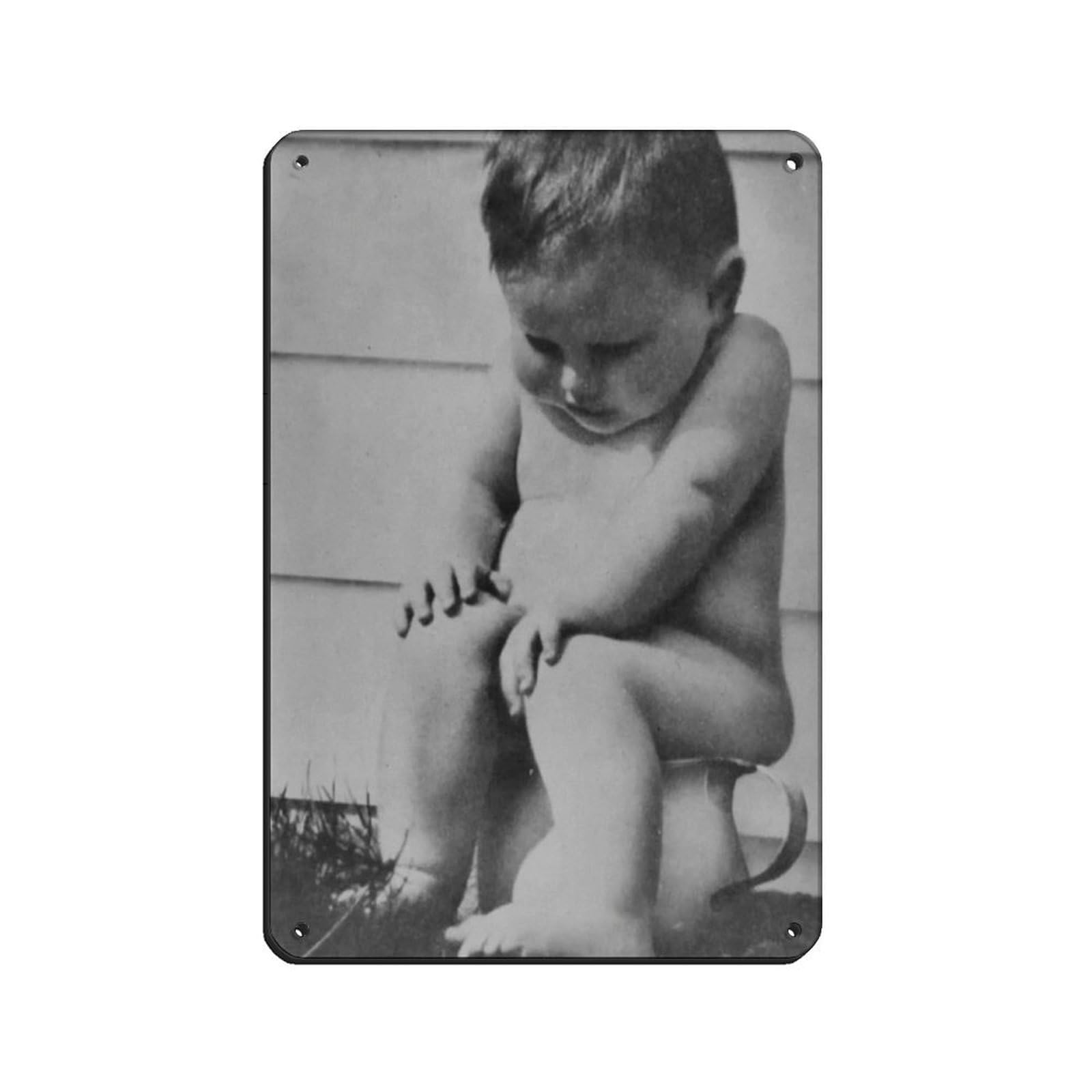 Baby on Toilet Poster, Bathroom Wall Decor Tin Sign Vintage Metal Pub Club Cafe Bar Home Wall Art Decoration Poster Retro 8x12inch(20x30cm)