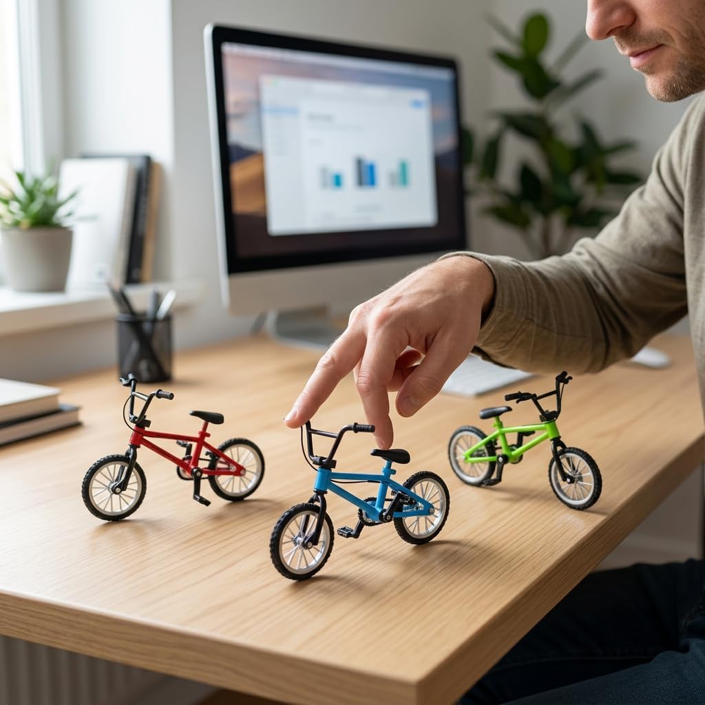 Миниатюрные велосипеды на палец 3 шт. и мини-BMX BMX и горный велосипед на палец для коллекции красный синий зеленый